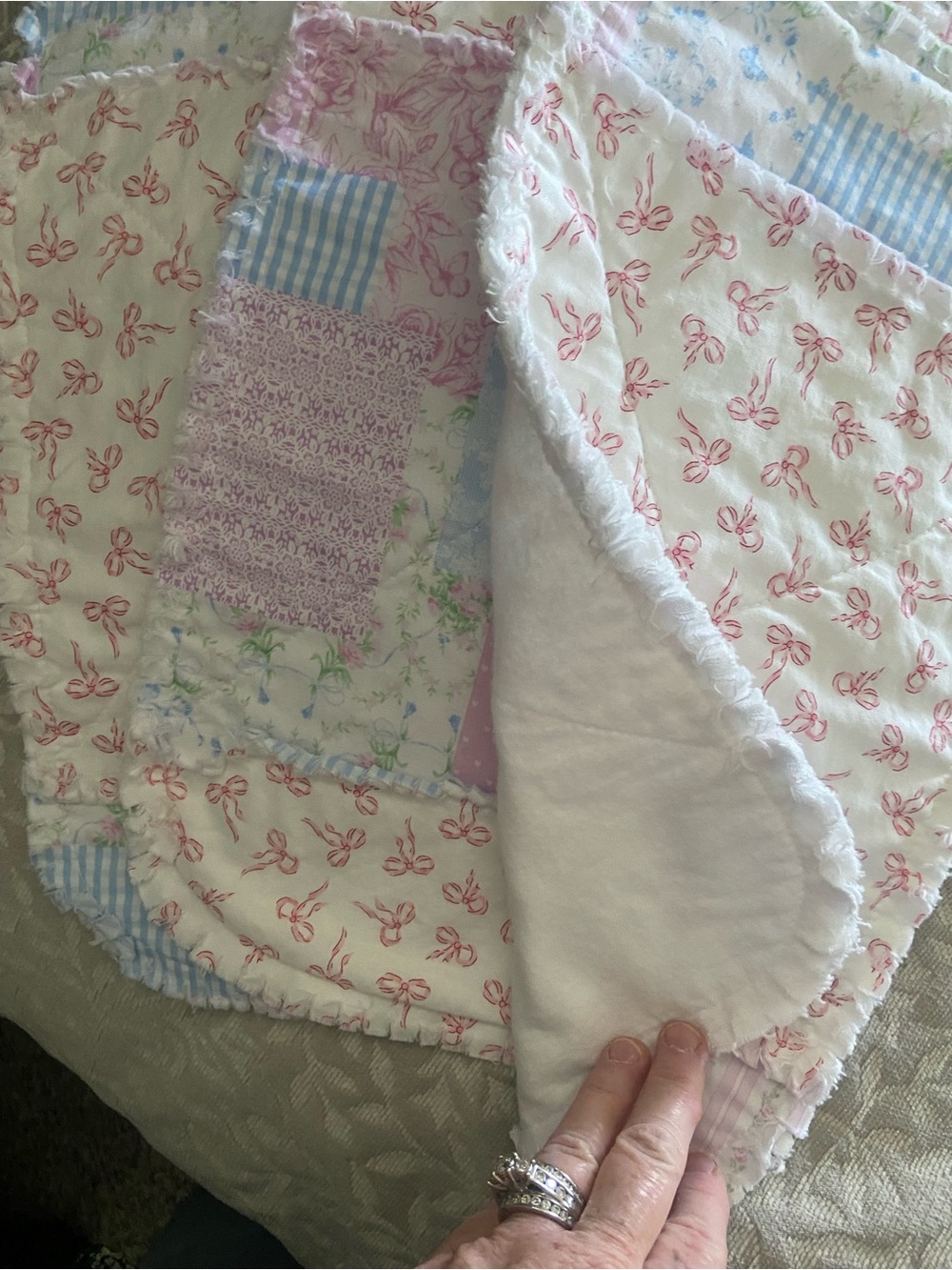 Handmade Pastel Baby Burp Cloths - Rag Edge Finish - Picture 2 of 2